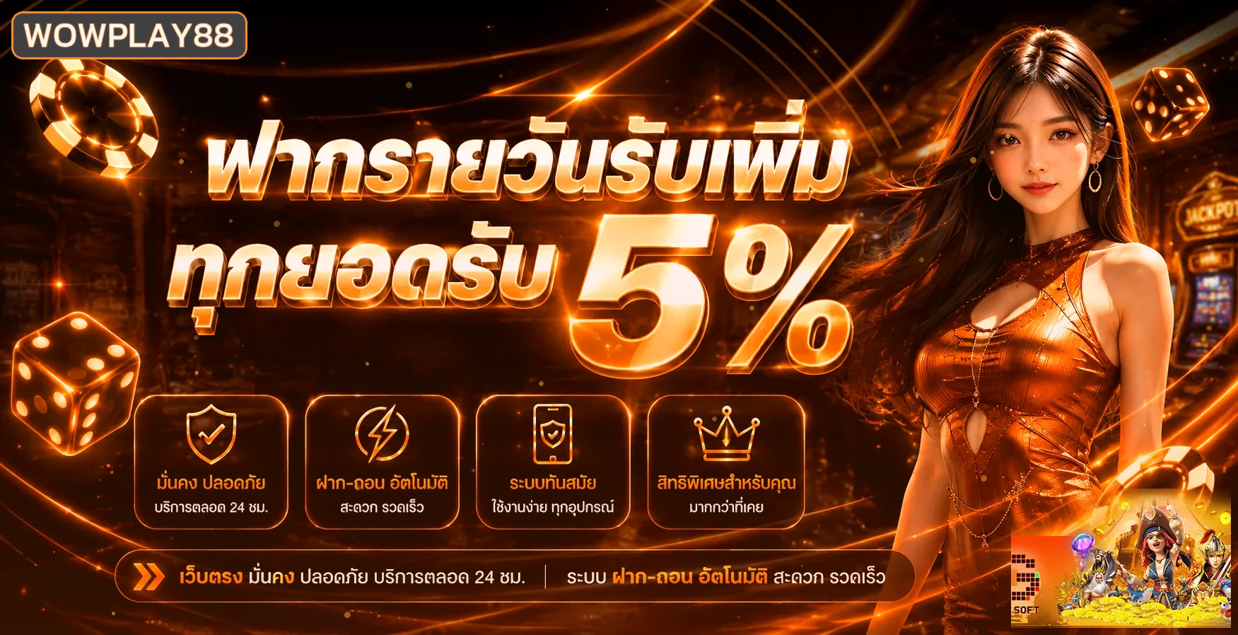 บริการและระบบฝากถอนออโต้ wowplay88 พร้อมกราฟิก PG Soft
